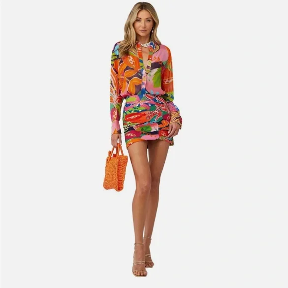 Rococo Sand Plum Shirt in Mix Fruit Medium Womens Button Down Blouse Top - Picture 4 of 12